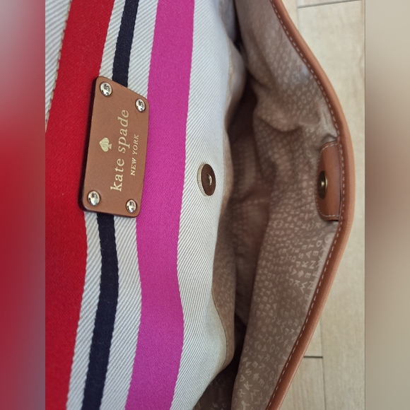 Kate Spade New York Oak Island Stripe tote bag 17 x 11 BEAUTIFUL PINK BAG - Picture 14 of 16